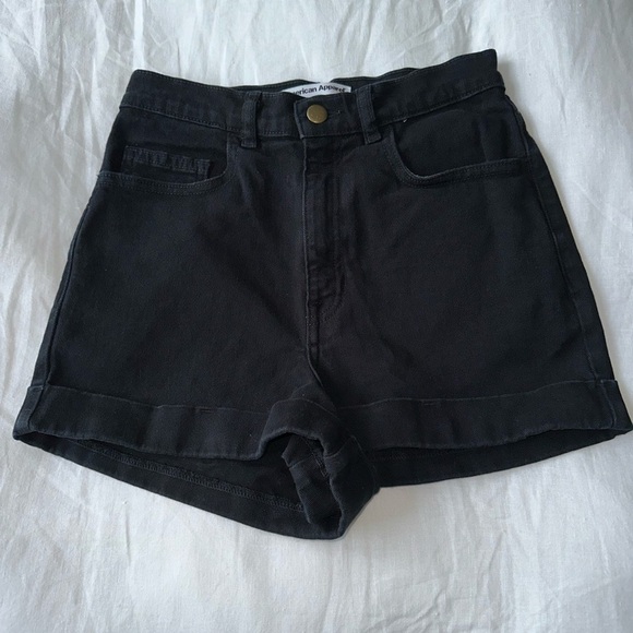 American Apparel High Waisted Black Denim Shorts in Size